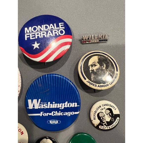 Vintage Lot of Presidential & Mayoral Elections Metal Pinbacks, Chicago, Taft - Picture 3 of 7